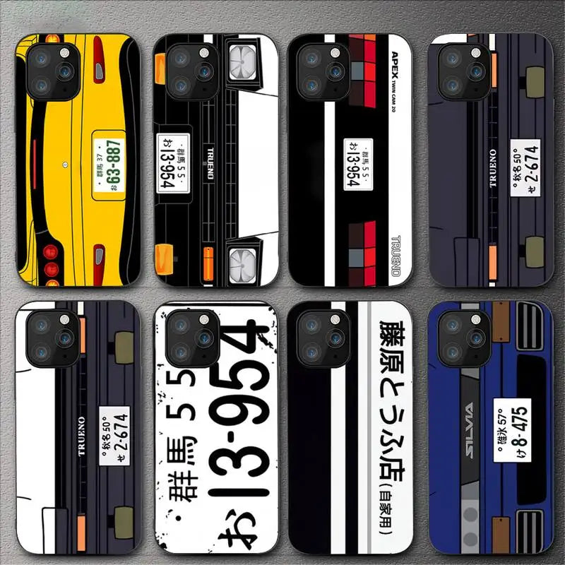 Japan Classic JDM AE86 License Plate Case – Soft Cover for iPhone 17 / 16 / 15 Pro Max & Mini