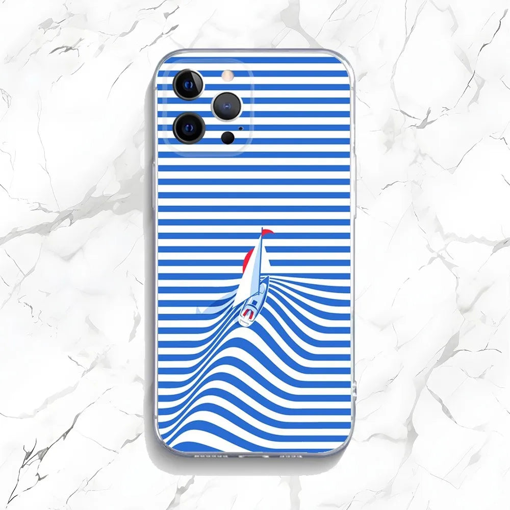 Artistic Seaside Landscape Phone Case for iPhone 16/15/14 Pro Max Plus 16E – Shockproof Non-Slip Protective Cover