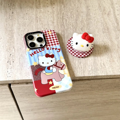 New Cute Red Hello Kitty Stand Protective Case – For iPhone 17 / 16 / 15 / 14 Pro Max