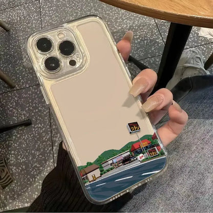 Dashed Road Sign Transparent Phone Case for iPhone 16/15/14/13 Pro 16E – Clear Silica Gel Protective Cover