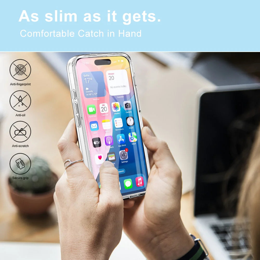 For iPhone 17 Pro Max Case TPU Frame Clear Acrylic Back Phone Cover with PET Film, iPhone 13/14/15/16/17 Pro Max