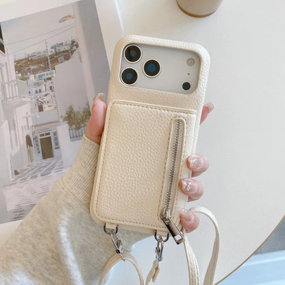 Crossbody Lanyard Phone Case with Zipper Mirror Wallet & Card Holder – Compatible with iPhone 17 / 16 / 15 / 14 / 13 Pro Max / Plus
