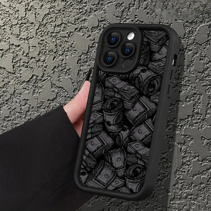 Banknote Pattern Silicone Phone Case – Soft Protective Cover for iPhone 16 / 15 / 14 / Pro / Pro Max / 15 / 16 Plus