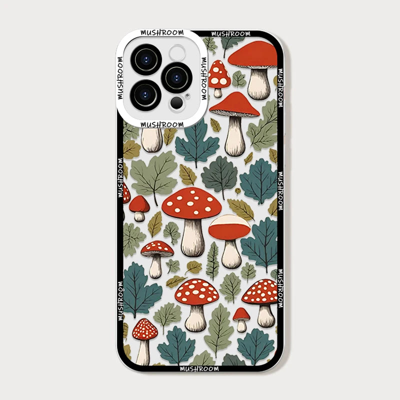 Cartoon Colorful Mushroom Phone Case for iPhone 16/15/14/16E – Shockproof Soft TPU Cover Fundas