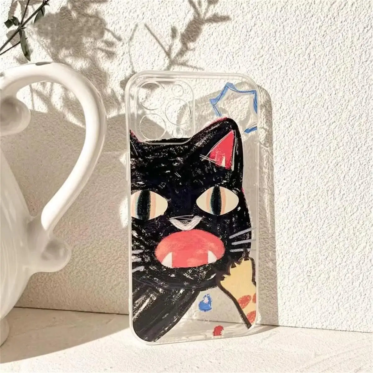 Funny Cat Phone Case – Shockproof Soft Transparent Cover for iPhone 16 / 15 / 14 Pro Max / Mini / Plus / 16E