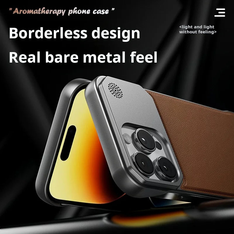 Premium Aromatherapy Leather iPhone Case – Magnetic & Frameless Design