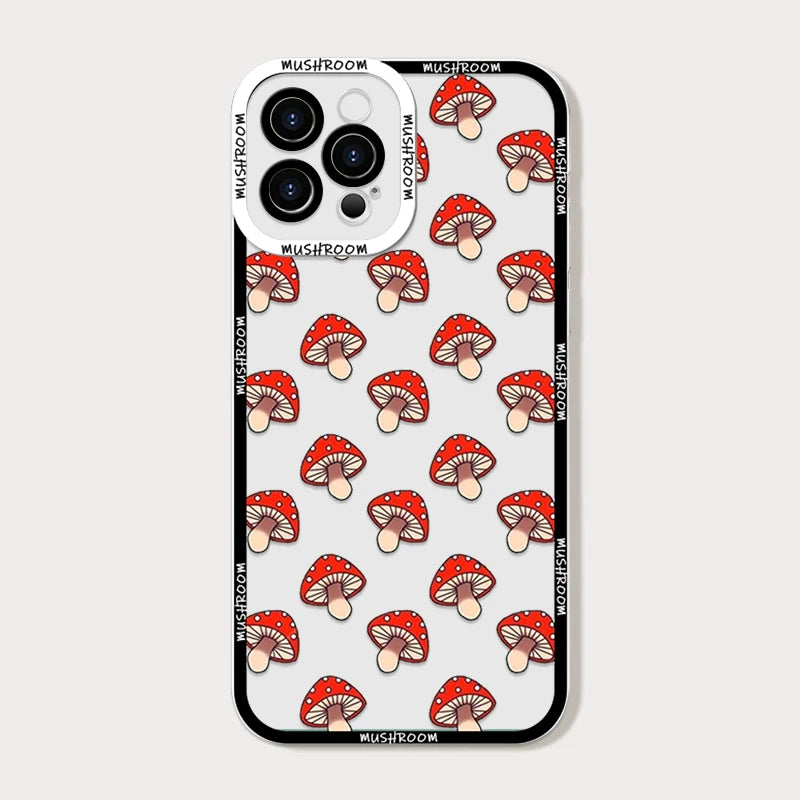Cartoon Colorful Mushroom Phone Case for iPhone 16/15/14/16E – Shockproof Soft TPU Cover Fundas