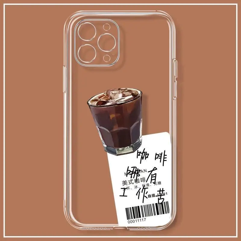 American Coffee Has No Hard Work Phone Case for iPhone 16/15/14/13/16E – Clear Silica Gel Protective Cover
