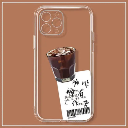 American Coffee Has No Hard Work Phone Case for iPhone 16/15/14/13/16E – Clear Silica Gel Protective Cover