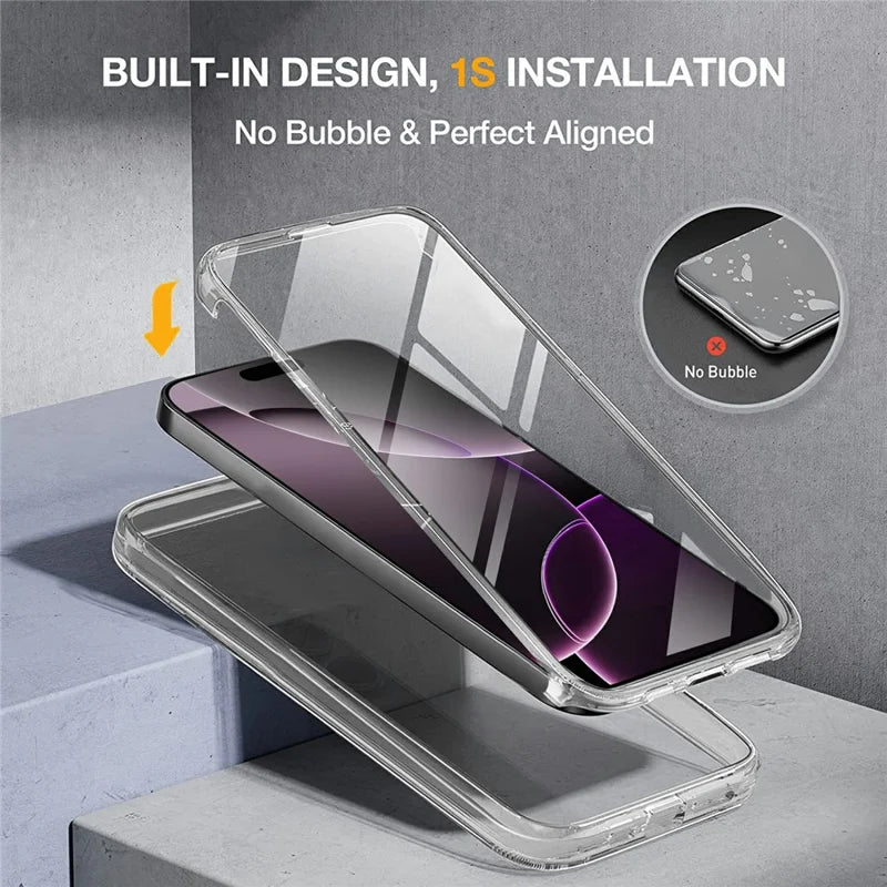 For iPhone 17 Pro Max Case TPU Frame Clear Acrylic Back Phone Cover with PET Film, iPhone 13/14/15/16/17 Pro Max